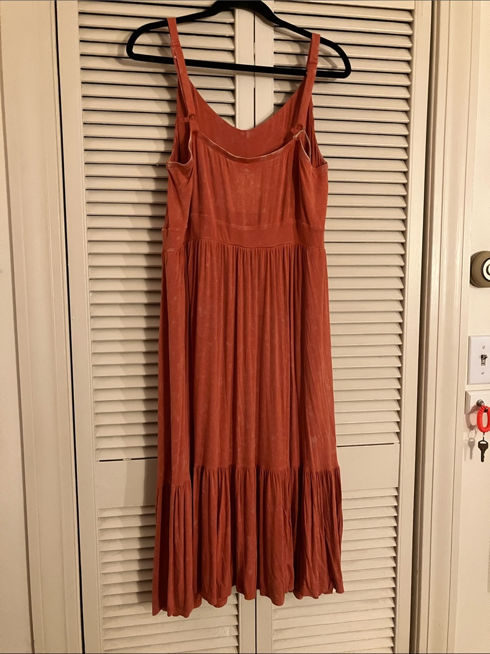 torrid Size 2 Light Rust-Orange Sleeveless Midi Dress with Ruffle Tier - Picture 9 of 9